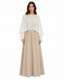 komplet-damski-maxi-bezowa-spodnica-biala-koronka-boho