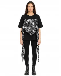 koszulka-damska-czarna-oversize-zebra-asymetryczna