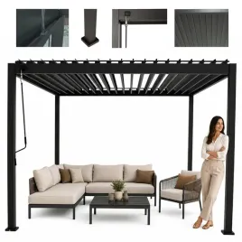 pergola-aluminiowa-3x36-m-grafit-regulowany-dach-88s-bioklimatyczna