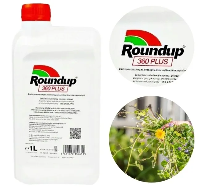 ROUNDUP 360 PLUS 1L Nieselektywny Środek Chwastobójczy Glifosat Bayer