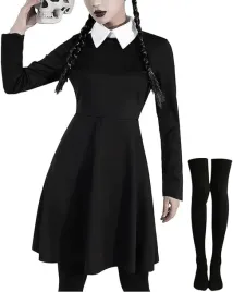 sukienka-wednesday-addams-xl-kostium-halloween-przebranie-z-podkolanowkami