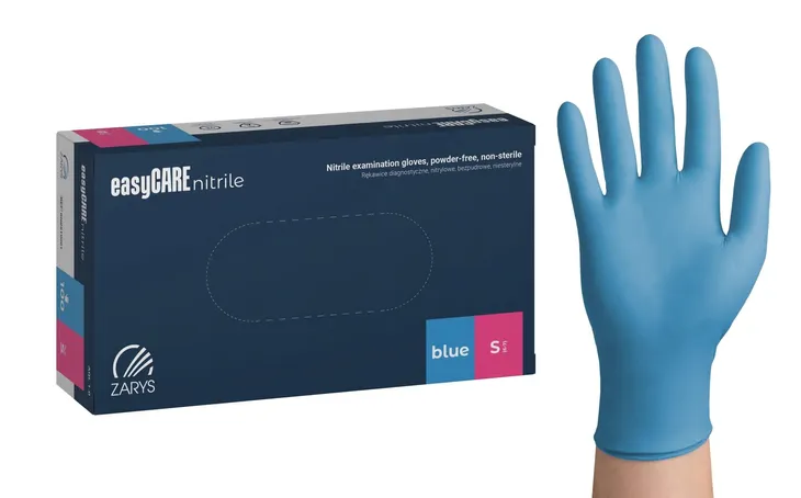 Rękawice nitrylowe EasyCARE niebieskie bezpudrowe S 100 szt.