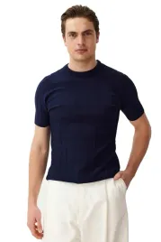 trendyol-man-granatowy-meski-t-shirt-z-krotkim-rekawem-i-faktura-l-5da