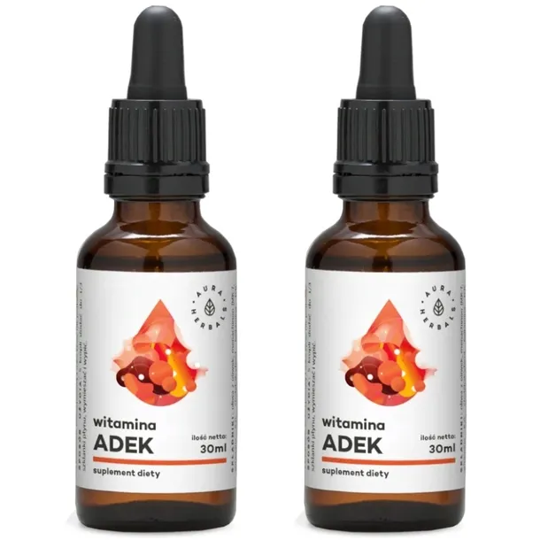 Zestaw: 2x Aura Herbals Witamina ADEK w kroplach - 30 ml