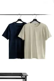 trendyol-man-t-shirt-meski-bezowo-granatowy-okragly-dekolt-xl-5da