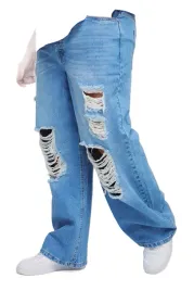 boohooman-meskie-jeansy-plus-size-luzne-z-dziurami-niebieskie-42-z3a