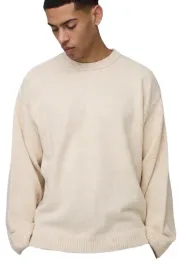 boohooman-meski-sweter-bezowy-wkrotce-przez-glowe-bez-wzoru-l-z3a