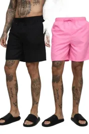 boohooman-meskie-krotkie-spodenki-sportowe-na-sznurku-czarne-rozowe-s-z3a