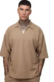 boohooman-meska-koszula-casual-bezowa-z-krotkim-rekawem-xxl-z3a