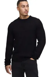 boohooman-czarny-meski-sweter-w-prazki-z-okraglym-dekoltem-l-z3a