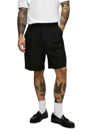 boohooman-czarne-spodenki-meskie-w-paski-eleganckie-do-kolana-xs-z3a