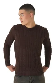 boohooman-meski-brazowy-sweter-warkoczowy-z-okraglym-dekoltem-xl-z3a