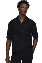 boohooman-czarna-koszula-meska-casual-krotki-rekaw-m-z3a