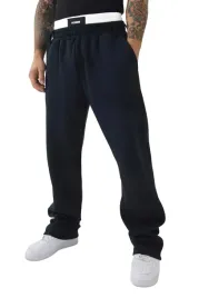 boohooman-czarne-meskie-spodnie-dresowe-z-mankietem-i-paskiem-m-z3a