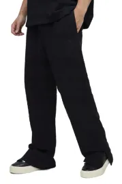 boohooman-meskie-spodnie-dresowe-czarne-z-mankietem-i-faktura-l-z3a