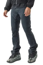 boohooman-meskie-jeansy-proste-czarne-z-przetarciami-i-latami-34-z3a