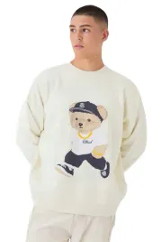 boohooman-sweter-meski-bezowy-z-nadrukiem-misia-okragly-dekolt-m-z3a