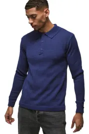 boohooman-meska-koszulka-polo-dlugi-rekaw-niebieska-gladka-m-z3a