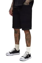 boohooman-czarne-spodenki-meskie-na-lato-z-kontrastowym-szwem-38-z3a