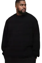 boohooman-meski-czarny-sweter-wkladany-przez-glowe-plus-size-xxl-z3a