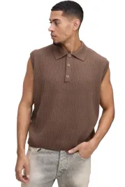 boohooman-meska-koszulka-polo-bez-rekawow-brazowa-prazkowana-m-z3a
