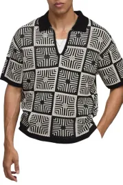 boohooman-meska-koszulka-polo-krotki-rekaw-wzor-kratka-czarno-biala-s-z3a