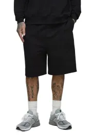 boohooman-czarne-meskie-krotkie-spodenki-bawelniane-bez-wzoru-s-z3a