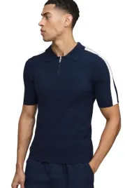 boohooman-meska-koszulka-polo-granatowa-z-bialym-paskiem-na-rekawie-m-z3a