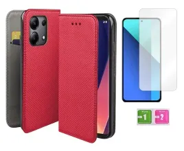 etui-z-klapka-xiaomi-redmi-note-13-4g-smart-magnet-czerwony-case-szklo-9h