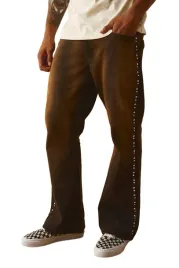 boohooman-meskie-jeansy-proste-z-cwiekami-na-bokach-brazowe-32-z3a