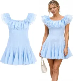 sukienka-damska-blekitna-bawelniana-elegancka-mini-rozkloszowana-koktajlowa