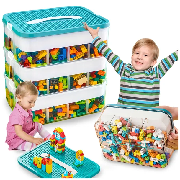 Duży Pojemnik Na Klocki Lego 3 Poziomy Pudełko Na Zabawki Klocki Lego Duplo