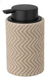 dozownik-do-mydla-polyresin-bezowy-mat-czarna-pompka-450-ml-tloczony-wzor