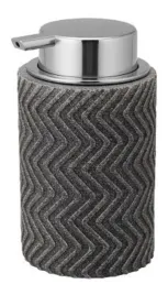 dozownik-do-mydla-polyresin-szary-mat-srebrna-pompka-450-ml-tloczony-wzor