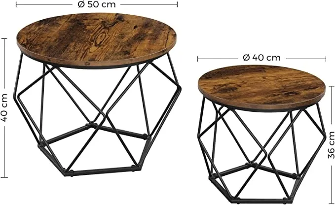 Stolik kawowy Songmics okrągły 50 x 50 x 40cm odcienie brązu - zdjęcie 2