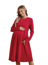 shein-sukienka-ciazowa-bordowa-dlugi-rekaw-44-l2w