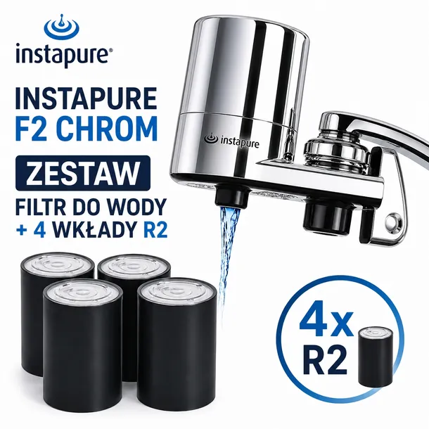 Filtr do wody Instapure F2 chrom + 4 wkłady R2 – Zestaw