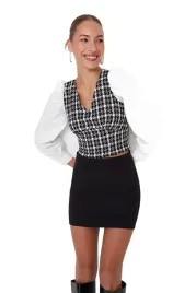 trendyol-bluzka-damska-krotka-w-krate-z-bufiastymi-rekawami-38-5ea-38-5-a