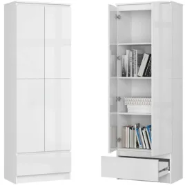 regal-biurowy-2d-60-cm-4-polki-szuflada-bialy-polysk