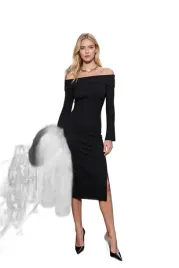 trendyol-czarna-sukienka-elegancka-midi-odkryte-ramiona-dlugi-rekaw-l-5ea