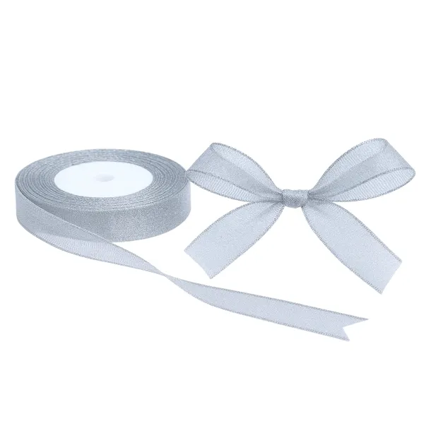 Tasiemka Srebro Wstążka Brokatowa Błyszcząca 12mm Taśma Z Brokatem DIY