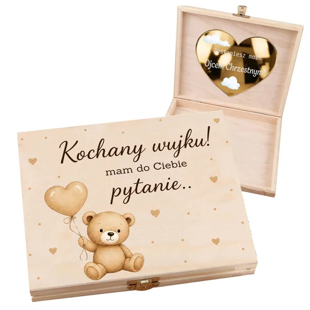 Pudełko Merci Kochany Wujku Miś Balon Dla Ojca Chrzestnego Pytanie CHRZEST
