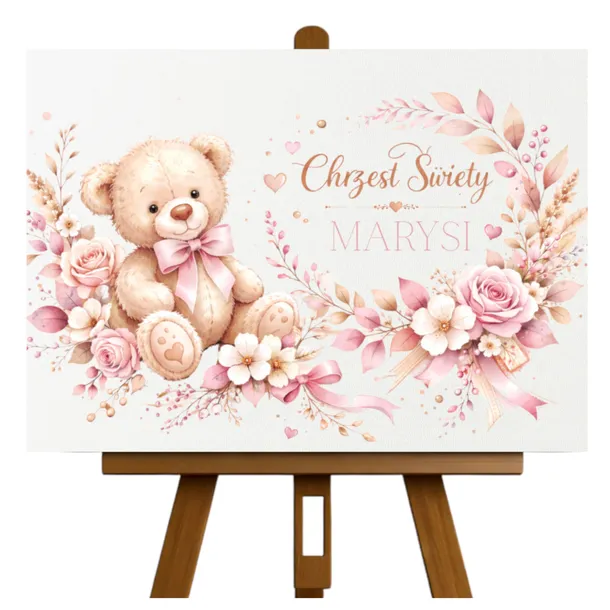CHRZEST ŚWIĘTY TABLICA POWITALNA dla dziewczynki PERSONALIZACJA 50x70cm