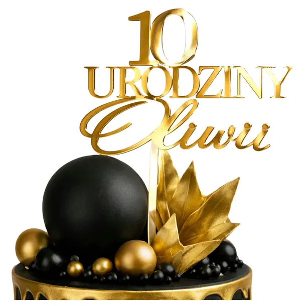 TOPPER na TORT dekoracje urodzinowe z imieniem DOWOLNA CYFRA I IMIĘ napis