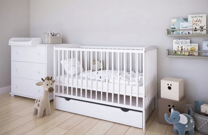 ZESTAW Komoda z przewijakiem Łóżeczko 2w1 GRZEŚ 120x60 z szufladą : GRATIS