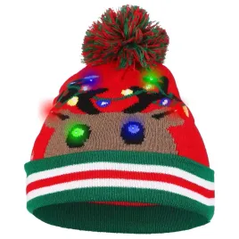 moraj-czapka-swiateczna-z-reniferem-pompon-swiecace-swiatelka-led-unisex