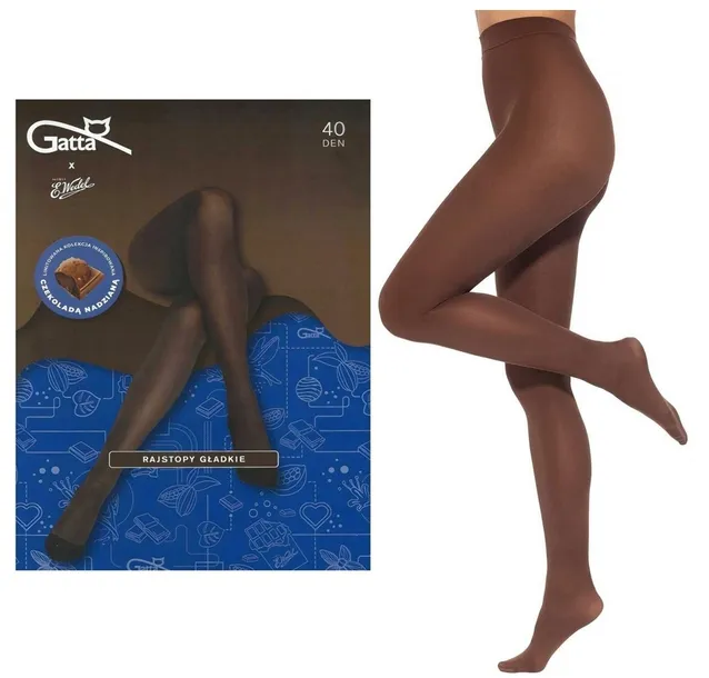 GATTA & WEDEL RAJSTOPY GŁADKIE MIKROFIBRA 40 DEN BRĄZOWE MILKY CHOCO 4-L