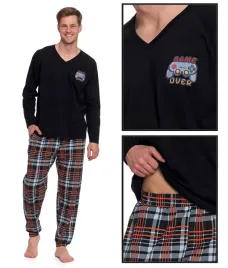moraj-pizama-meska-bawelna-dlugie-spodnie-w-krate-dlugi-rekaw-2xl