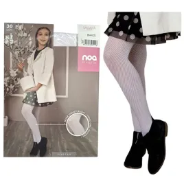 knittex-rajstopy-dzieciece-wzorzyste-salsaya-junior-30den-biale-146-152