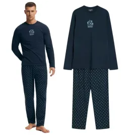henderson-pizama-meska-100percent-bawelna-dlugie-spodnie-granatowa-lush-2xl